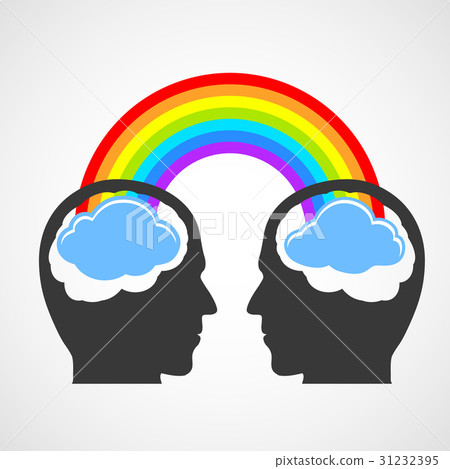 Silhouette of a mans head with a rainbow 31232395
