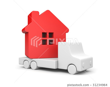 Resettlement. Red house. 3d render 31234964
