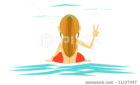 Loco girl waiting for a wave at surfing Loco girl waiting for a wave at surfing 31237347