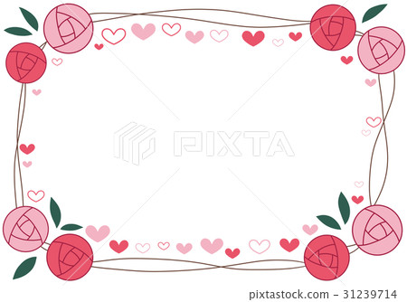 紅色和粉紅色的玫瑰和心的框架 31239714
