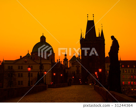 Charles Bridge at sunset time, Old Town of Prague 31244364