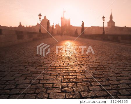 Charles Bridge at sunset time, Old Town of Prague Charles Bridge at sunset time, Old Town of Prague 31244365