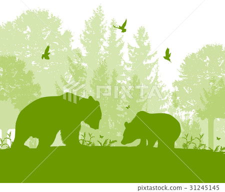 Landscape with two bears - Stock Illustration [31245145] - PIXTA
