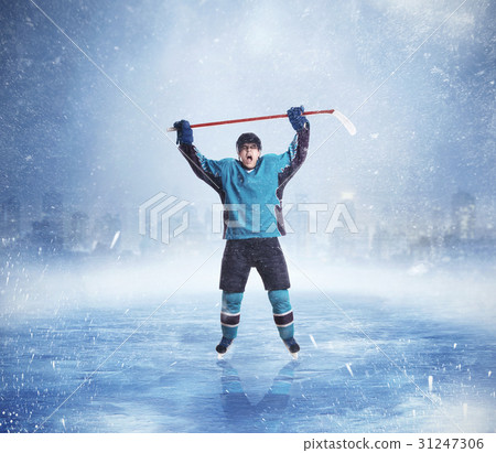 Professional ice hockey player hands up 31247306