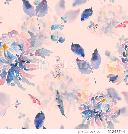 Floral watercolor seamless pattern with - Stock Illustration [31247744 ...