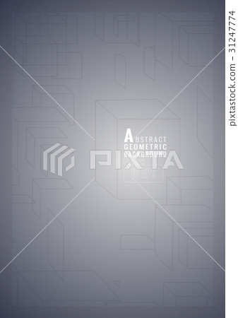 Abstract cubes line composition on gray BG 31247774