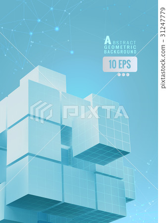 Abstract geometric cube set on blue background 31247779