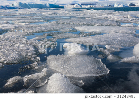 Ice floor on the lake Iceland winter season 31248493