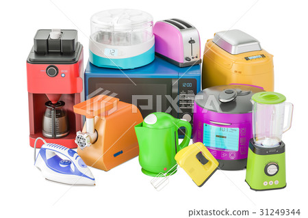 Set of colored kitchen home appliances 31249344