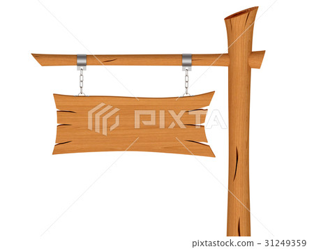 Blank wooden signboard with chain Blank wooden signboard with chain 31249359