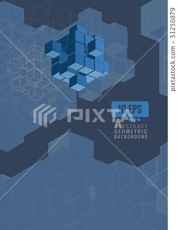 Abstract isometric cube set on blue BG Abstract isometric cube set on blue BG 31250879
