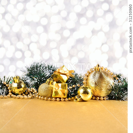 Christmas decorations on a silvery background Christmas decorations on a silvery background 31250960