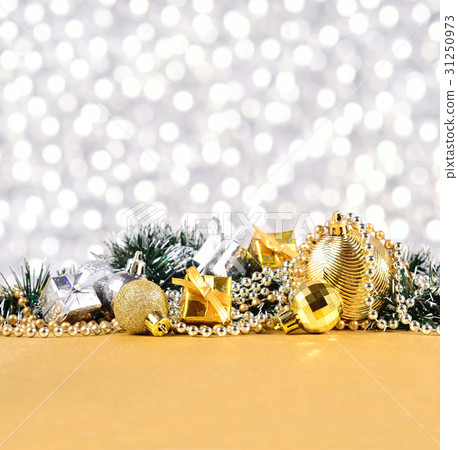 Christmas decorations on a silvery background Christmas decorations on a silvery background 31250973