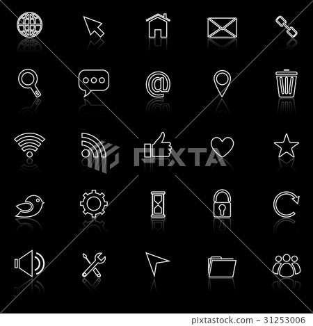 Website line icons with reflect on black - Stock Illustration [31253006 ...