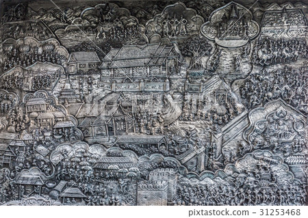 Abstract art of tradition lifestyle carve silver  31253468