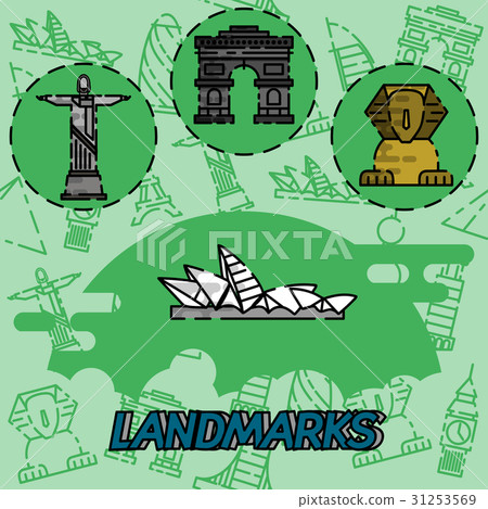 World landmarks flat concept icons World landmarks flat concept icons 31253569