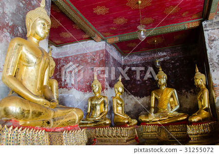 Gild Buddha Statue at Wat Suthat Temple's Veranda. 31255072