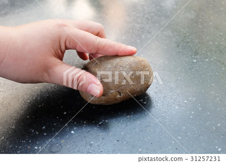 Hand Holding A Pieces of Pebble Rock 31257231