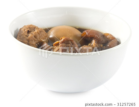 Five Spice Stew with Egg and Pork on White Five Spice Stew with Egg and Pork on White 31257265