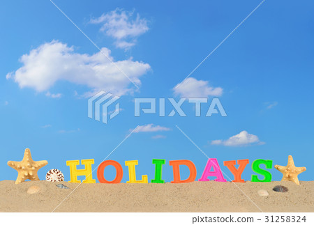 Holidays letters on a beach sand Holidays letters on a beach sand 31258324