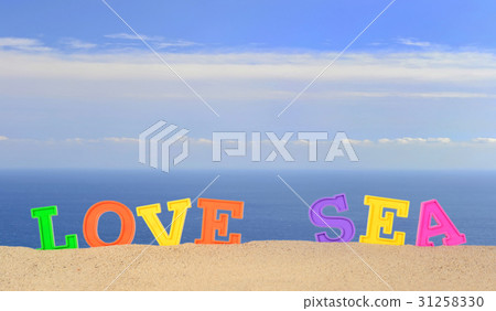 Love sea letters on a beach sand Love sea letters on a beach sand 31258330