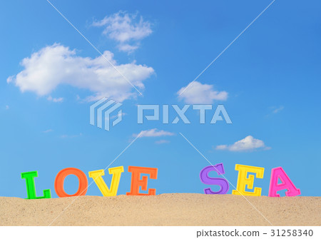 Love sea letters on a beach sand Love sea letters on a beach sand 31258340