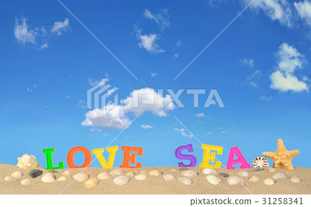 Love sea letters on a beach sand Love sea letters on a beach sand 31258341