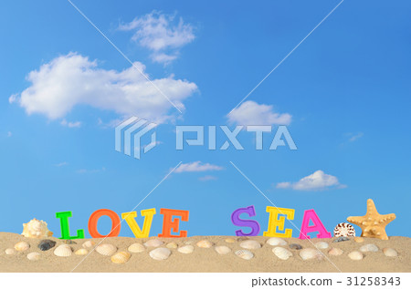 Love sea letters on a beach sand Love sea letters on a beach sand 31258343