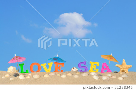 Love sea letters on a beach sand Love sea letters on a beach sand 31258345
