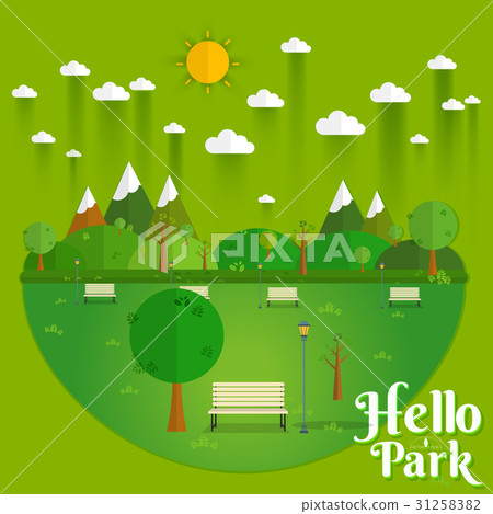 Hello Park. Natural landscape in the flat style. 31258382