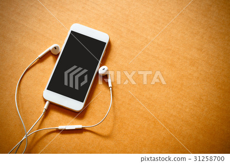 Smartphone with blank screen and earphones Smartphone with blank screen and earphones 31258700