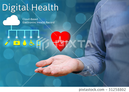 Closeup of hand man show holding heart in palm. Closeup of hand man show holding heart in palm. 31258802