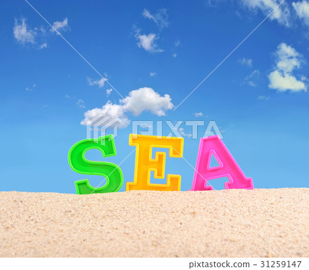 Sea letters on a beach sand 31259147