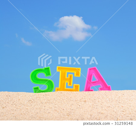 Sea letters on a beach sand 31259148