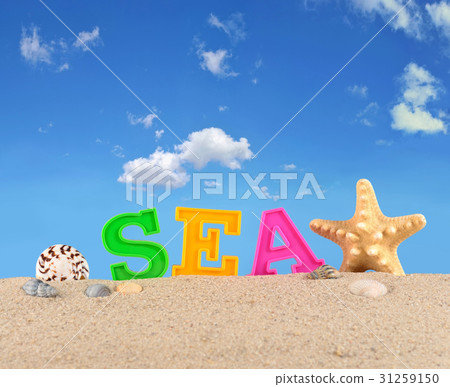 Sea letters on a beach sand 31259150