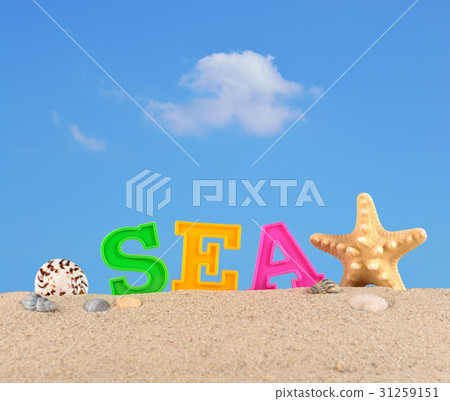 Sea letters on a beach sand 31259151