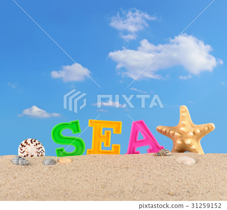 Sea letters on a beach sand Sea letters on a beach sand 31259152