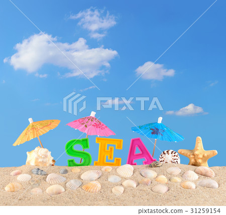 Sea letters on a beach sand Sea letters on a beach sand 31259154