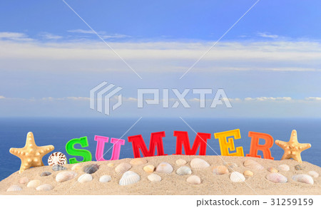 Summer letters on a beach sand Summer letters on a beach sand 31259159