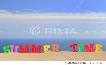 Summer time letters on a beach sand Summer time letters on a beach sand 31259169