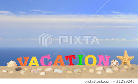 Vacation letters on a beach sand Vacation letters on a beach sand 31259245