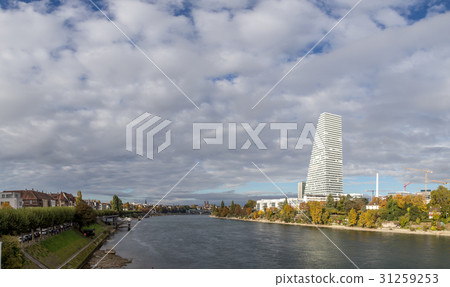Panoramic view of Basel with Roche Tower 31259253