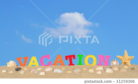 Vacation letters on a beach sand Vacation letters on a beach sand 31259306