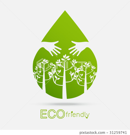 Eco friendly hands hug concept green tree. - Stock Illustration ...
