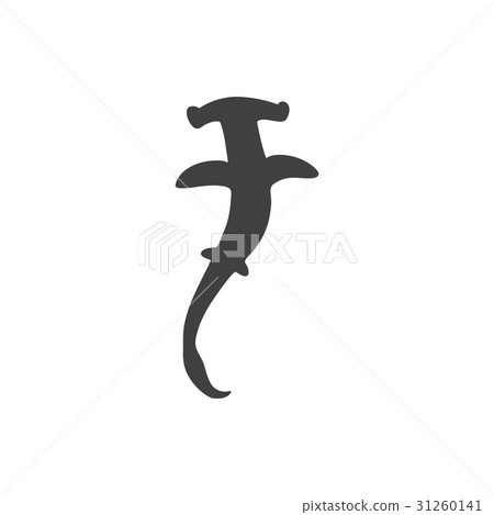Silhouette of hammerhead shark on white background 31260141