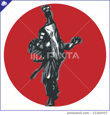 Martial arts. Karate fighter silhouette scene. Martial arts. Karate fighter silhouette scene. 31260437