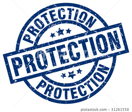 protection blue round grunge stamp - Stock Illustration [31261558] - PIXTA