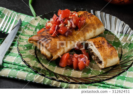 Mexican Chimichanga stock photo. Image of chimmy, sauce - 33654314