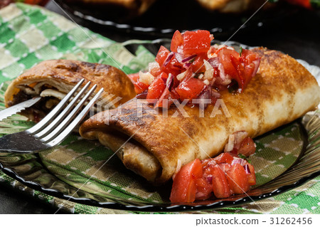 Mexican chimichanga with salasa dip 31262456