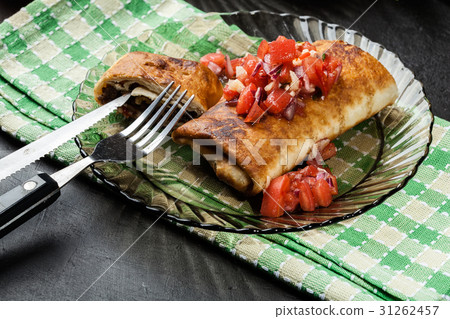 Mexican chimichanga with salasa dip 31262457